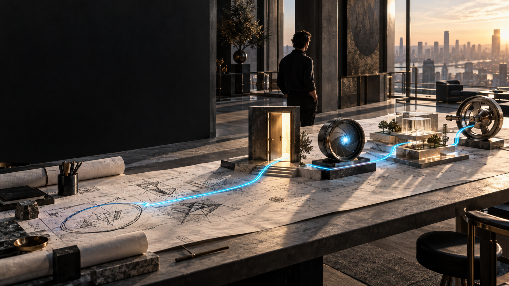 A physical blueprint connecting ambition to opportunity, visibility, creation and leverage